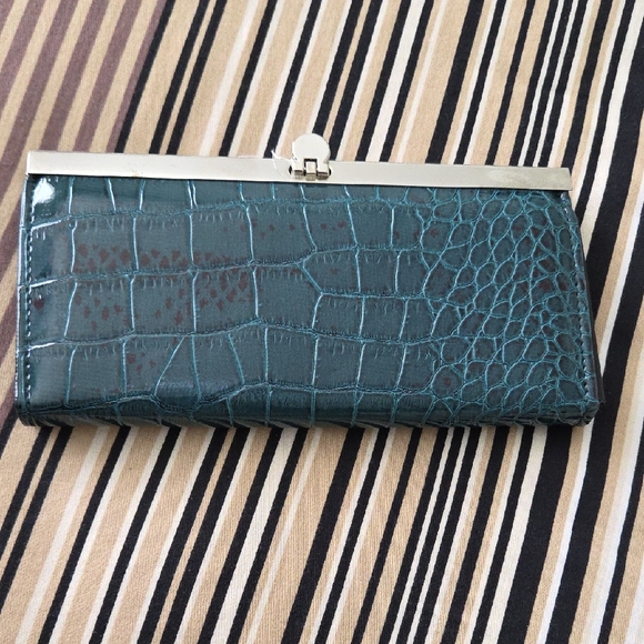 Maurices Handbags - Maurices Teal Crocodile-Pattern Clutch